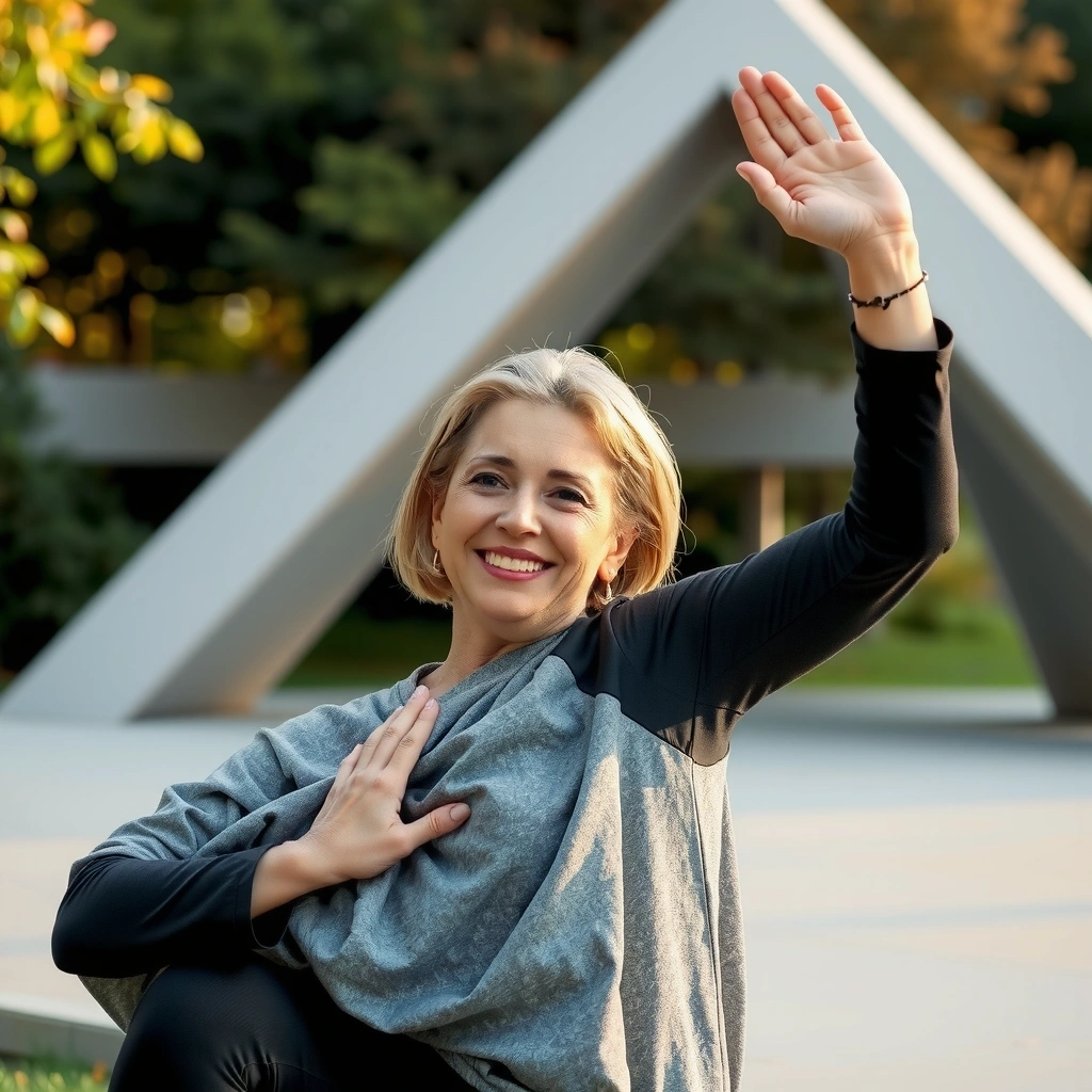 Marie pratiquant le yoga en extérieur